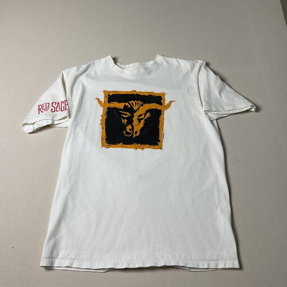 Vintage H.L Miller Gold Mens Size L Red Sage Restaurant White Classic T Shirt